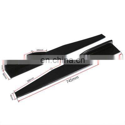 Car Accessories Front Lip Side Skirt Bumper Lip Universal Front Lip Carbon Fiber Gloss Black Universal Side Skirt 3Pcs 2.2M