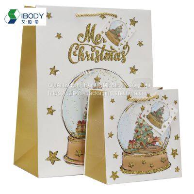 Custom Recyclable 128g Coated Paper Coated Bright Film Christmas Gift Bag Clothes Shopping Bag photo-3