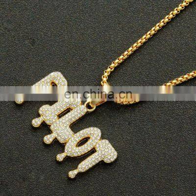 Custom Brass Hip Hop Cubic Zircon Letters Cursive Initial Pendant Necklaces For Women Iced Out Alphabet Letter Necklace Chain