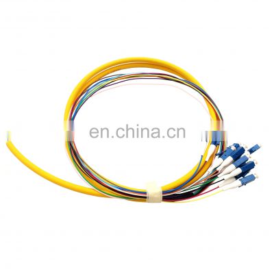 High Quality 12 Color Fiber LC UPC APC Single mode G652D G657A 0.9mm Fiber Optic Pigtail 12f Bundle Pigtails