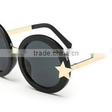 Designer Unique Style Fashionable Full Metal Frame Mirror Round Sunglasses With Sun and Star Decoration photo-3