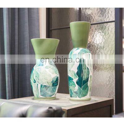 China Hot Sale Jadeite Household Green Ceramic Flower Vase for Home Decoration