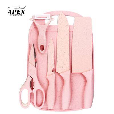 Yangjiang Factory 6pcs Knife With Plastic Chopping Board