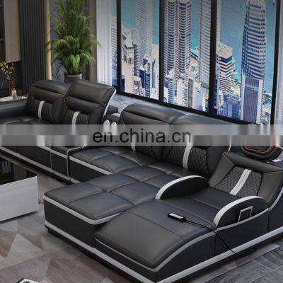 Custom Multifunction Blackleather Sofa, Lazyboy Recliners, Modern Leather Sofa Furniture