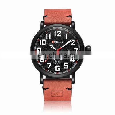 CURREN 8283 Men's Leather Watches Quartz Movement Cheap Fashion&Casual Auto Date Leather Band Watches