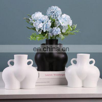 Nordic Figurines Creative Design Model Mini Vase Home Decorative Abstract Handmade Body Base Art Ceramic Flower Vase
