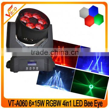 6pcs 15W RGBW 4IN1 mini Bee Eye led moving head beam light