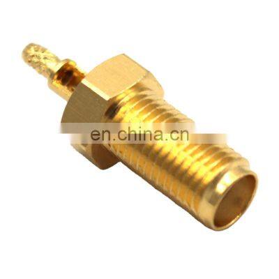 sma female connector rp sma connector soldering crimp Bulkhead rg178 rg6 cable gold plated full brass