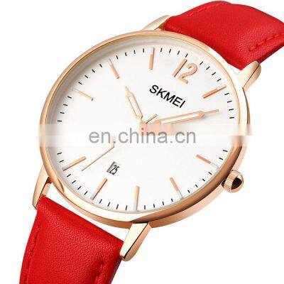 New Arrival Skmei 1724 Women Quartz Wristwatch for Girl Watch Fashion Leather Pink