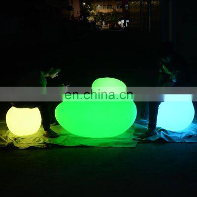 led round ball solar lights/waterproof rechargeable 16 color changing outdoor led stone shape solar garden lights balls white