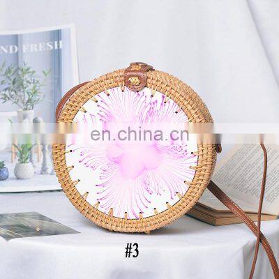 Hand Printing Rattan Bag Style Bohemian Bali Handbag Beach Bag Straw WOven Hottest 2022 Wholesale