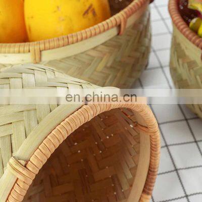 Set Of 3 Round Bamboo Storage Basket Fruit Basket Wholesale Handwoven Made in Vietnam photo-4