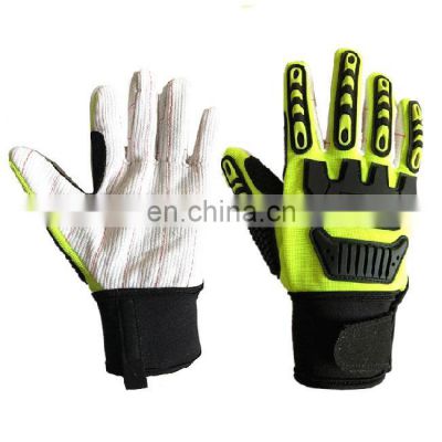 Heavy Industry Oilfield Resistant Safety Work gloves Protection Hands Oil And Gas TPR Cotton Impact Gloves