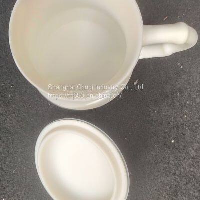 White Porcelain Office Cup Bamboo Burning Mug Cup Ceramic With Lid photo-4