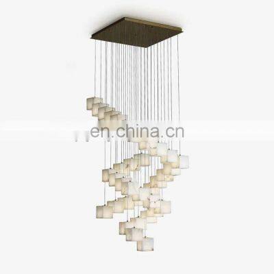 Custom linear adjustable alabaster chandelier suitable for bedroom living room dining room bar spiral staircase decor chandelier