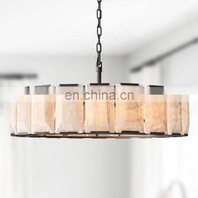 Modern Alabaster Square Block Pendants Chandelier Lighting fixture For Living Room Dining Room Kitchen Island Foyer Lobby