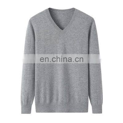 2024 Custom Logo 100% Cashmere V-Neck Jumper for Women Casual Style Plain Knitted Sweater with Front Logo for Winter