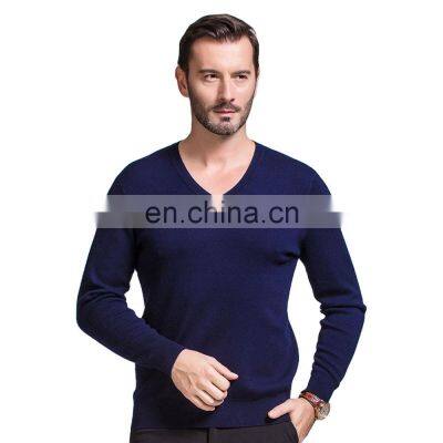 Worsted Knitwear Machine Fashion 16gg Solid Merino Wool Jumper Sweater Plus Size V-Neck Collar