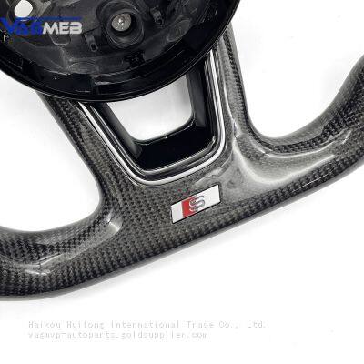 For Audi A4 B9 Black Lable Carbon Fiber Perforated Leather Black Stitching Steering Wheel With S /RS Logo Accessories photo-4