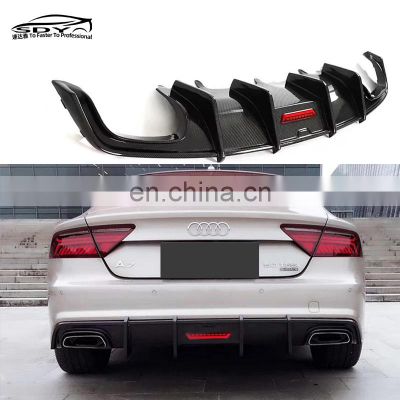 A7 Sline S7 KB Style Carbon Fiber Rear Diffuser With Light Rear Bumper Lip For Audi A7 Sline S7 2016-2018