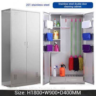 Ventilated Janitor Storage Cabinet With Security Lock and Tool Hangers – for Malls and Shopping Centers