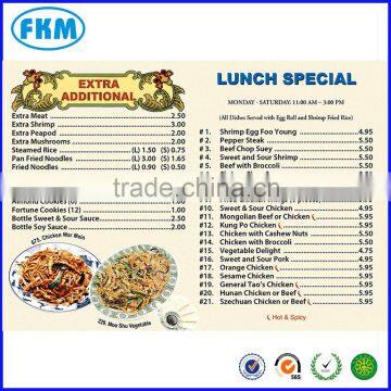 menu printing companies