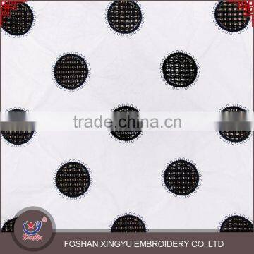 Fashion round black flower pattern 100% cotton chemical guipure cheap lace fabric for garment dress