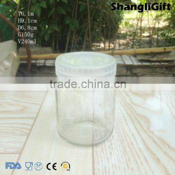 Cylinder Bottle Glass 240ml Culture Glass Jar With Plastic Cap