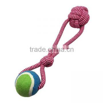 Pet product cotton rope rubber ball toy for dog