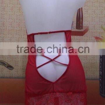 Red Sexy Lace Mature Lingerie, Transparent Sexy Women Lingerie Nighty Most Popular photo-4