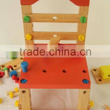 Wooden toy screw chair tools bench