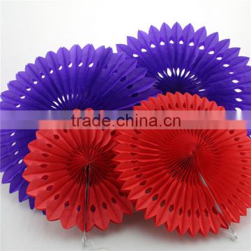 Decorative Flower Colorful Round Paper Fans with Hole