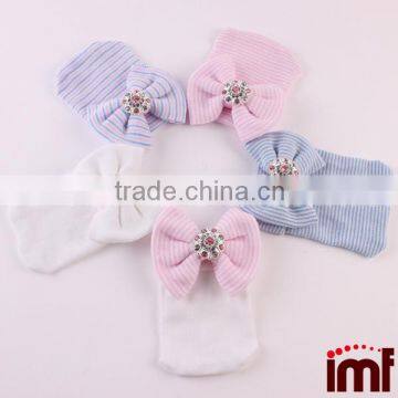 Organic Pink Big Bow Baby Girl Newborn Hospital Hat