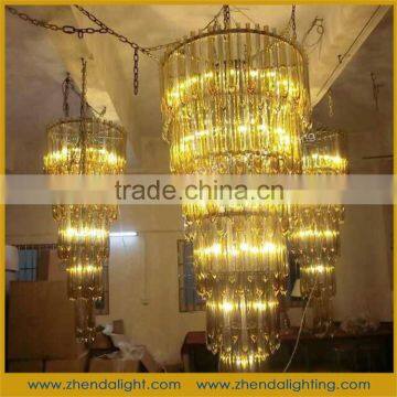 Gold color 5 rings Triangle crystal chandelier &luxury wedding centerpiece chandelier