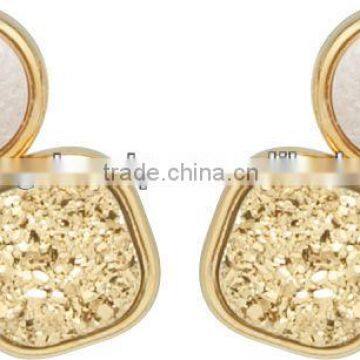 Earring with natural stone, GOLD PLATED