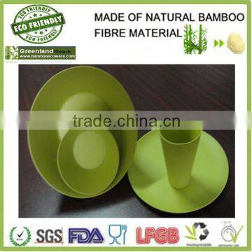 eco friendly bamboo firbre tableware/dinner set,green square cup/bowl/plate