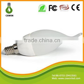 Ultra brightness 110v 220v 3528 ceramic e14 1.5w led candle with tail