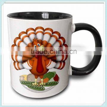 Cute Large Black/White Ceramic Turkey Thanksgiving Mug