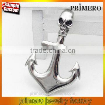 2016 Hot Sale Vintage Titanium Stainless Steel Accessories Skull Anchor Pendant