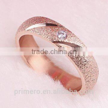 Hot Sale Jewelry Matte Texture 18k Rose Gold Plated Stainless Steel Single Stone Ring Designs photo-4