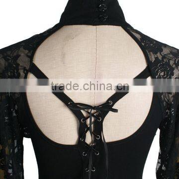 T-290 Elegant Gothic Rose Lace Long Rock T-shirt With Gloves photo-5