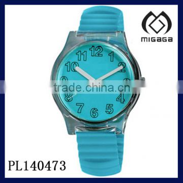 transparent case plastic watch colorful promotional plastic watch made in china