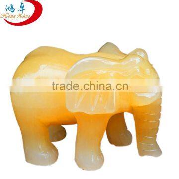 Bulk yellow jade semi-precious stone animal carving Elephant