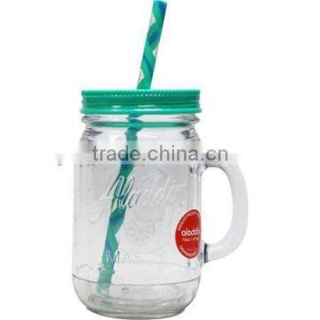 Korea Hot Sell Mason Mug Plastic Straw Mug Double Wall Plastic Thermo Mug photo-4