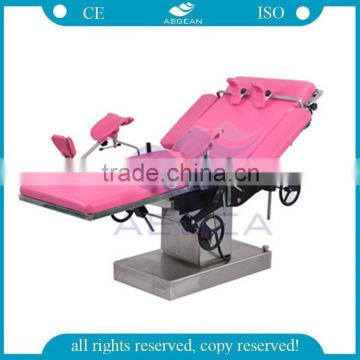 AG-C202A half electric rubbor frame height adjustable gynecology delivery bed