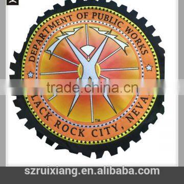 New custom sew on woven patch with embroidred effect