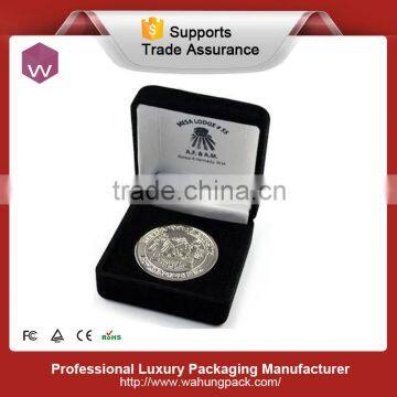 high quality black plastic box for coin with flocking