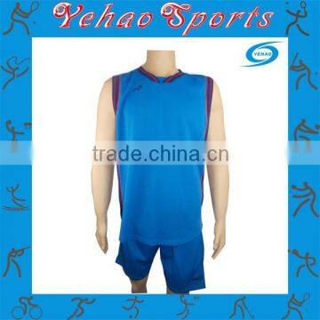 Custom made full sublimated printing basketball uniform blue color