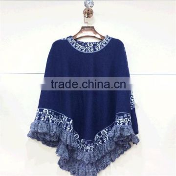 High quality women knit cashmere poncho decorative cloak