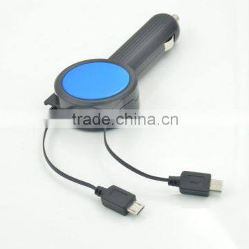 New Design Protable 3.1A Car Battery Charger With Double Retractable Built-in Cable for Iphone/samsung/Type-C/htc/blackberry photo-2